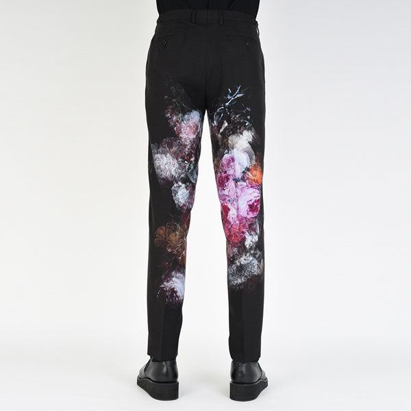 SLIM SLACKS WOOL GABARDINE INKJET (FLOWER)