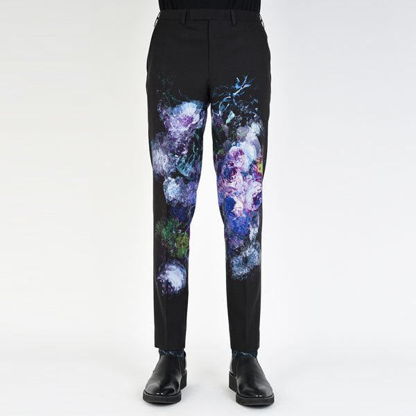 SLIM SLACKS WOOL GABARDINE INKJET (FLOWER)