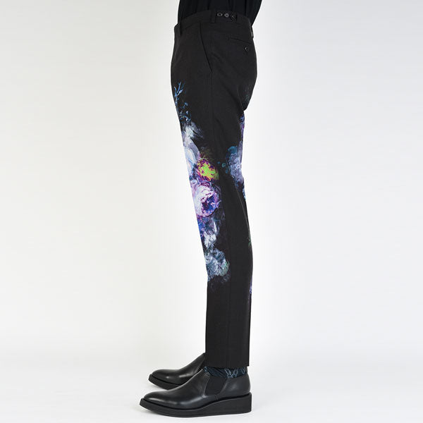 SLIM SLACKS WOOL GABARDINE INKJET (FLOWER)