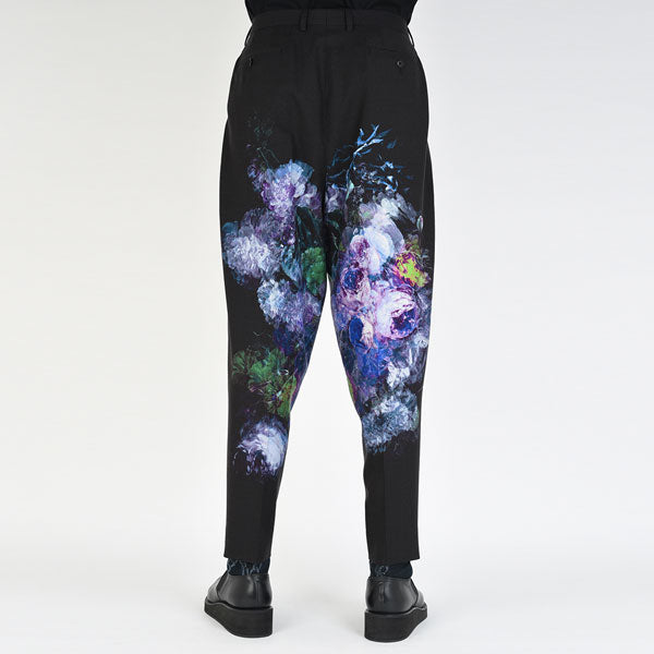 2TUCK TAPERED WIDE WOOL GABARDINE INKJET (FLOWER)