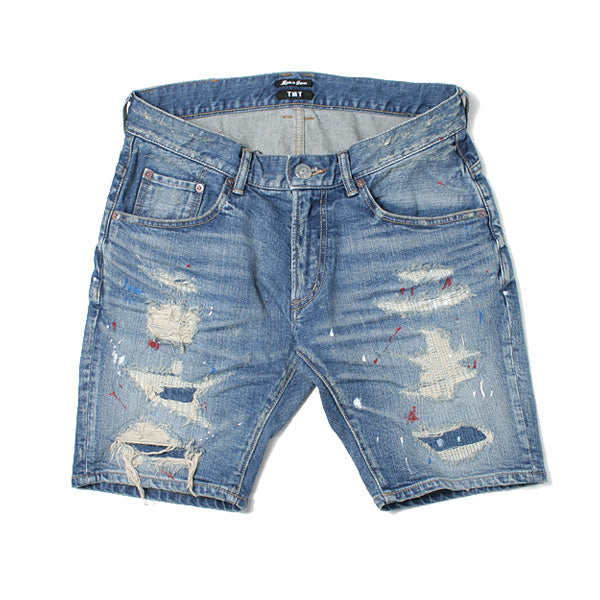 STRETCH CRASH PAINT DENIM 5P SHORTS