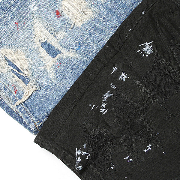 STRETCH CRASH PAINT DENIM 5P SHORTS