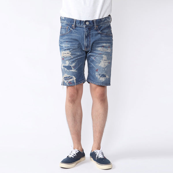 STRETCH CRASH PAINT DENIM 5P SHORTS