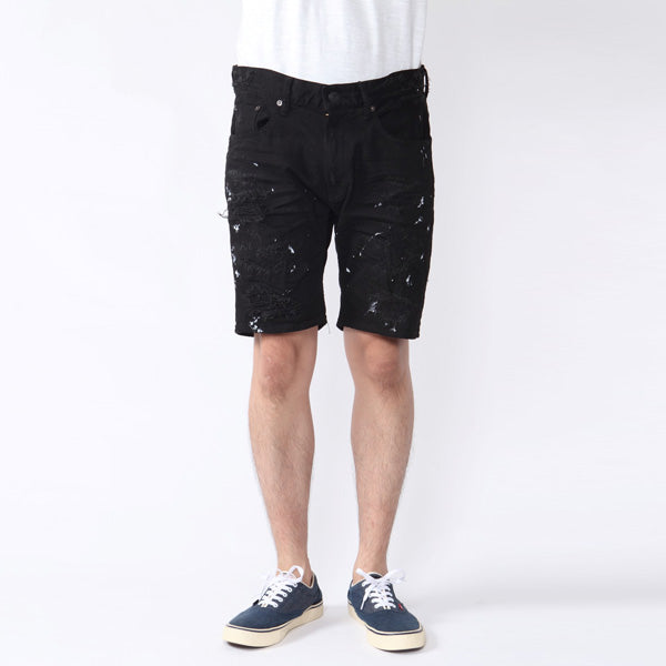 STRETCH CRASH PAINT DENIM 5P SHORTS