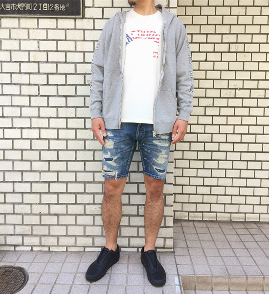 STRETCH CRASH PAINT DENIM 5P SHORTS