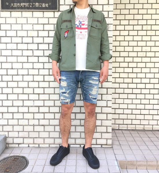 STRETCH CRASH PAINT DENIM 5P SHORTS