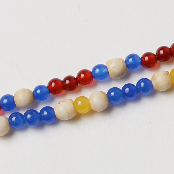 NATURAL STONE x WHITE BEADS NECKLACE