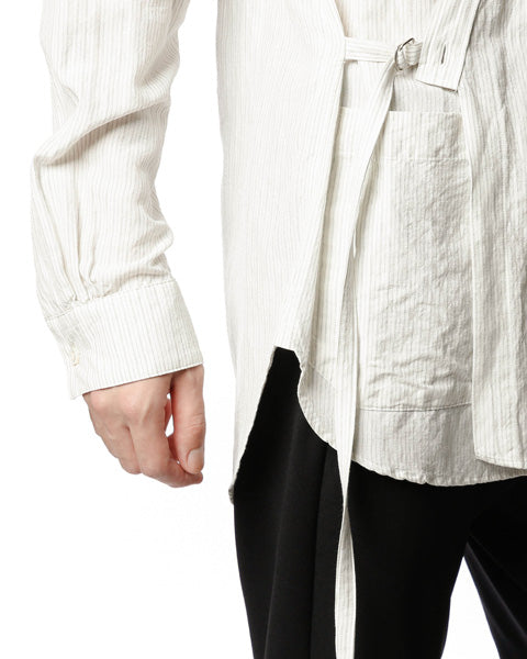 Cu/Ry/Raピンストライプ カシュクールL/S 2WAYシャツ