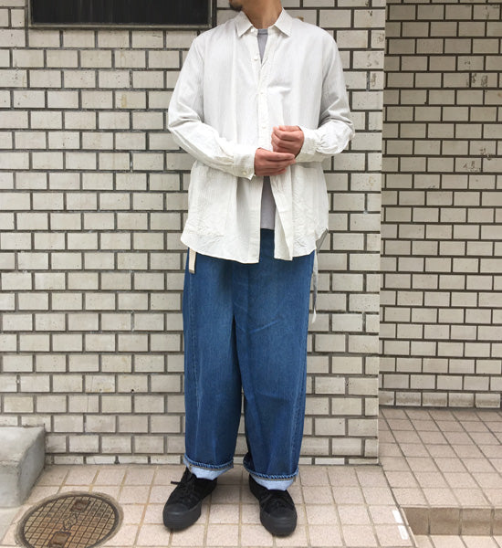 Cu/Ry/Raピンストライプ カシュクールL/S 2WAYシャツ