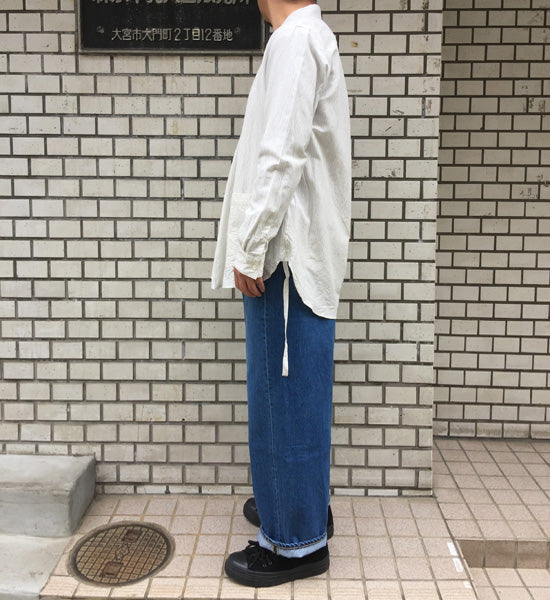 Cu/Ry/Raピンストライプ カシュクールL/S 2WAYシャツ