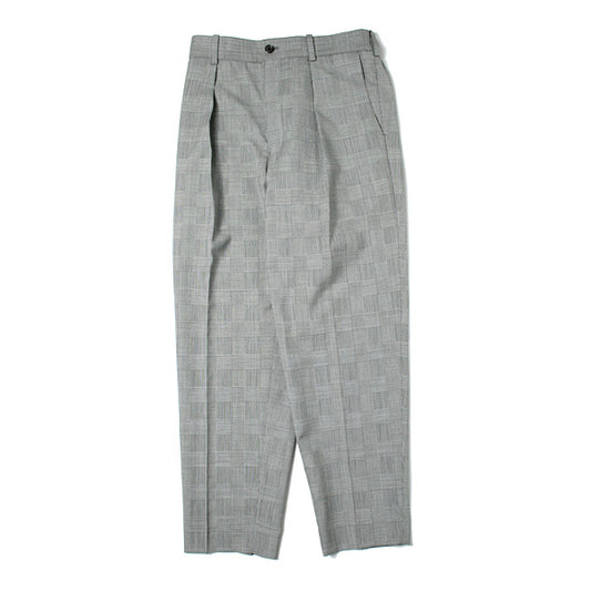  FRONT PLEATS PEGTOP GLEN CHECK WOOL TROPICAL  