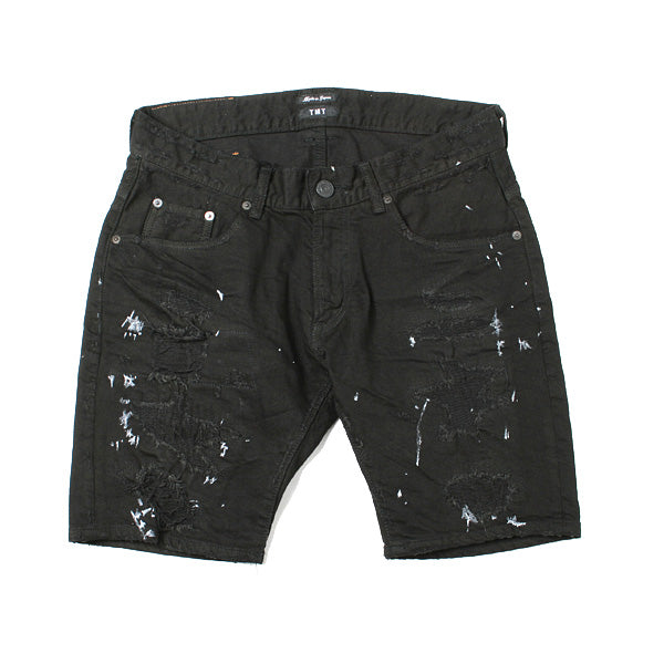 STRETCH CRASH PAINT DENIM 5P SHORTS