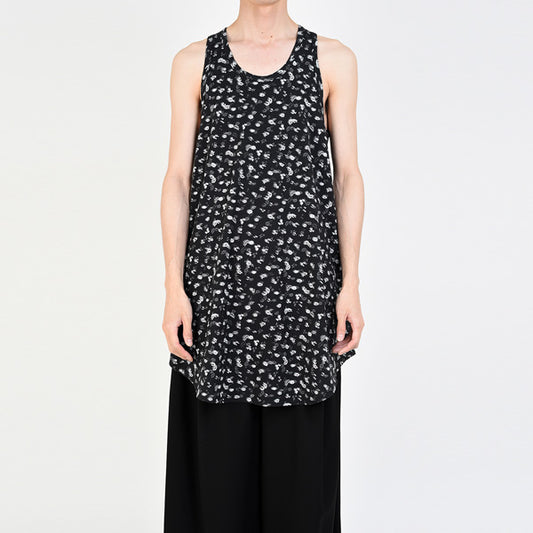  LONG TANK TOP 60/2 T-CLOTH INKJET HAZED FLOWER  