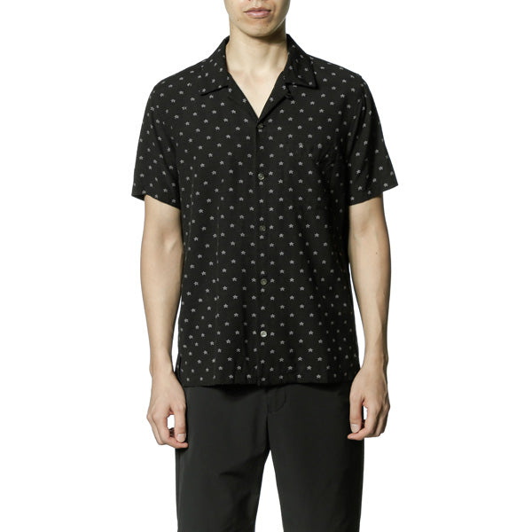 キュプラレーヨンラミー抜染ドットpt オープンカラー半袖シャツ