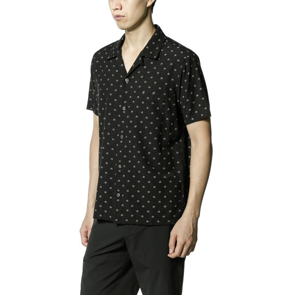 キュプラレーヨンラミー抜染ドットpt オープンカラー半袖シャツ