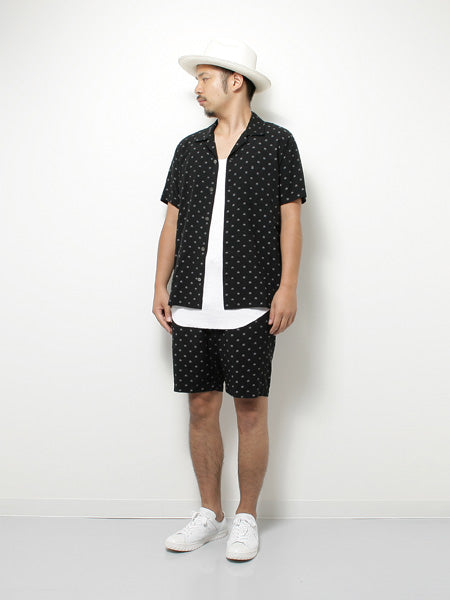 キュプラレーヨンラミー抜染ドットpt オープンカラー半袖シャツ