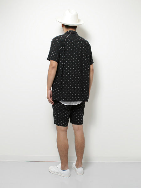 キュプラレーヨンラミー抜染ドットpt オープンカラー半袖シャツ