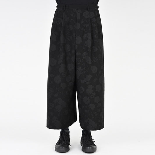  WOOL GABARDINE ROSE MIX 2TUCK CROPPED  