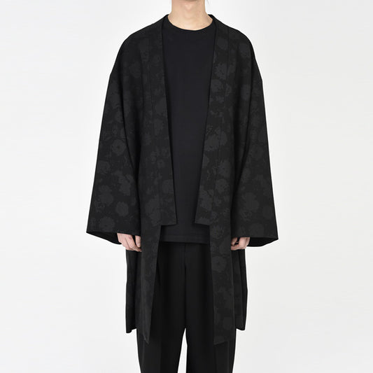  WOOL GABARDINE ROSE MIX KIMONO LONG  