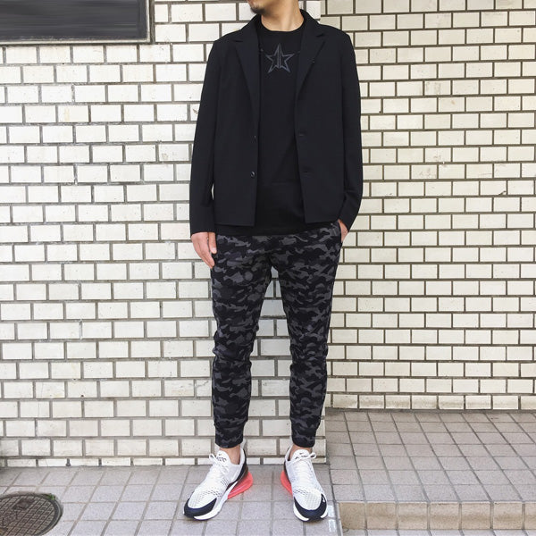 スタープリント シルキー天竺 クルーネック半袖