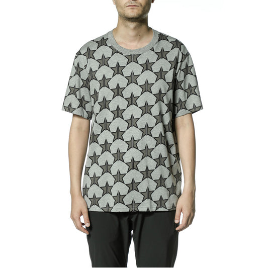  プリントシルキー天竺 クルーネック半袖  