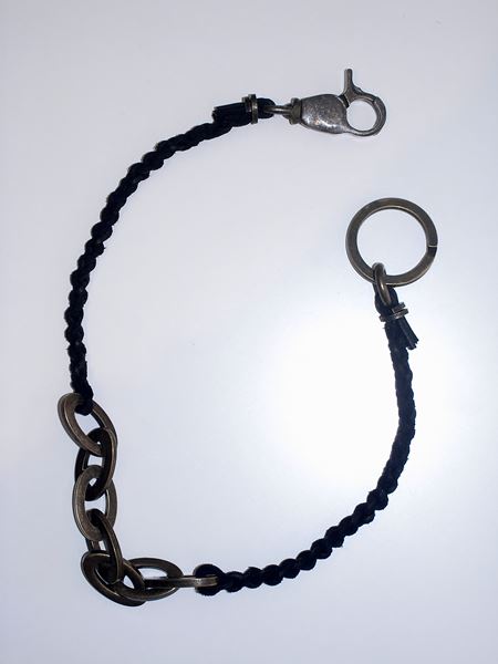  オイル革紐x真鍮 ブレードレザーウォレットコード  