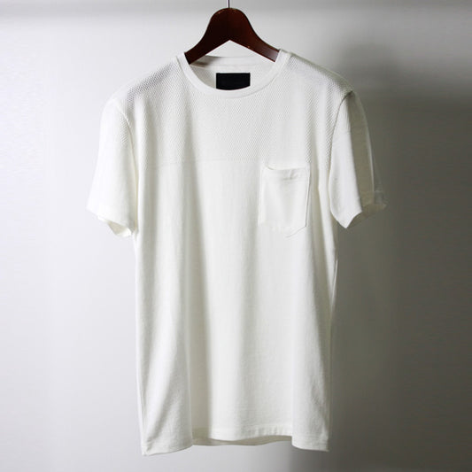  先染め 組織 x 天竺 ポケットTEE  