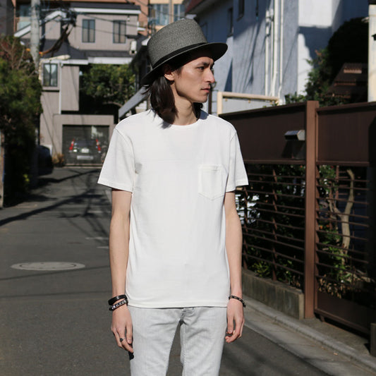  先染め 組織 x 天竺 ポケットTEE  