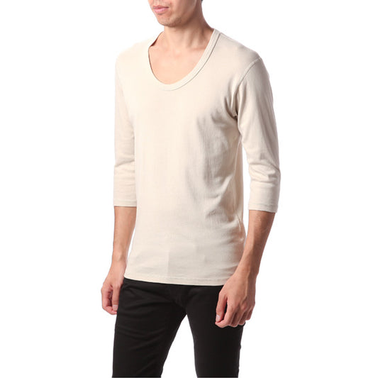  シルキーフライス Uネック 7分袖  