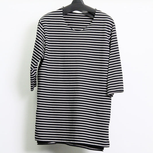  シルキー度詰天竺ボーダー クルーネック  