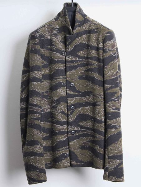 カシミヤ混ニットフラノタイガーカモ 3つ釦JK