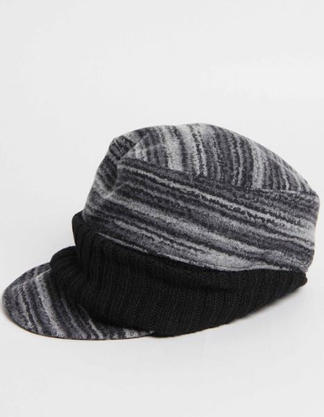  カシミヤ混ニットフラノ カスリプリントキャップ  