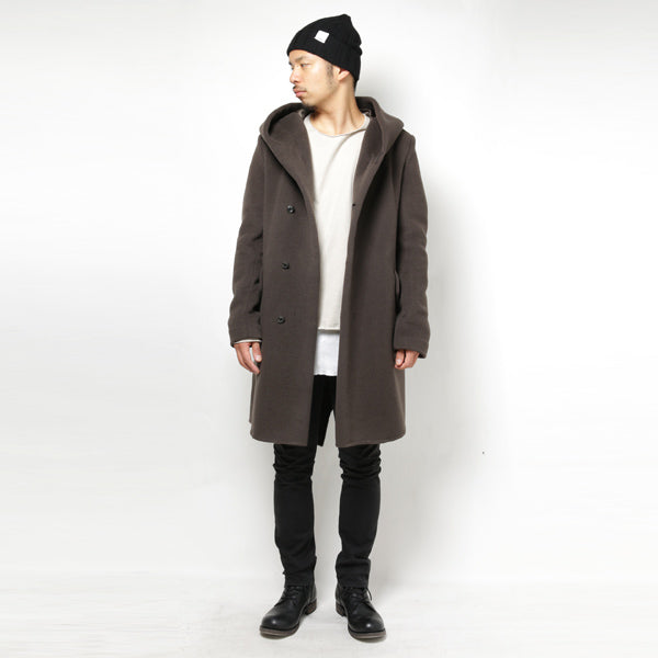 カシミヤ混Wフェイスビーバー フーデッドコート