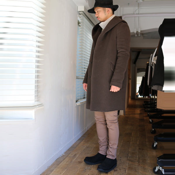 カシミヤ混Wフェイスビーバー フーデッドコート