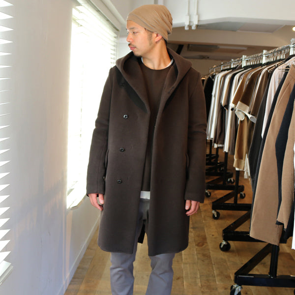 カシミヤ混Wフェイスビーバー フーデッドコート