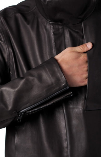 ラムレザー3レイヤー スタンドカラーブルゾン