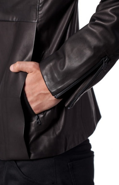 ラムレザー3レイヤー スタンドカラーブルゾン