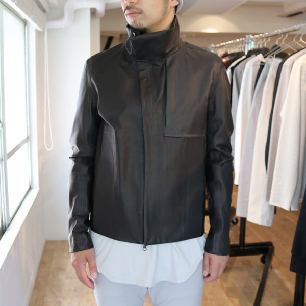 ラムレザー3レイヤー スタンドカラーブルゾン