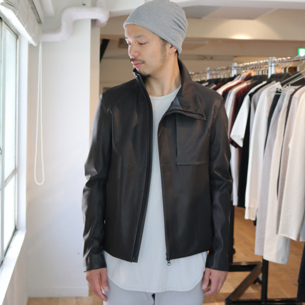 ラムレザー3レイヤー スタンドカラーブルゾン