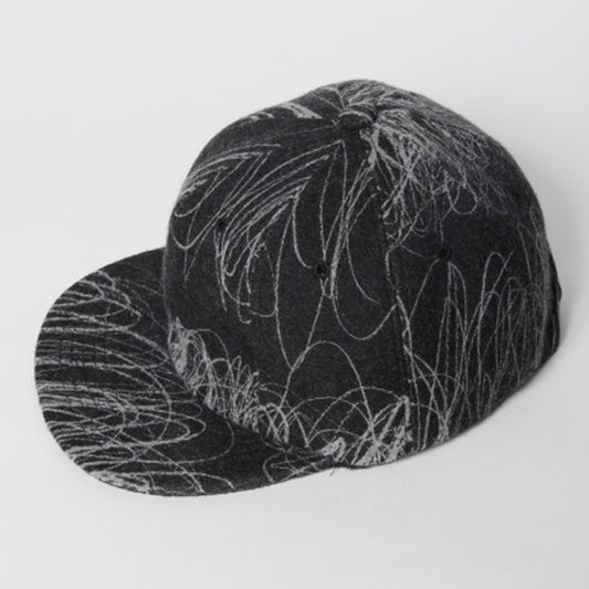  プリントカシミヤ混ニットフラノ ベースボールキャップ  