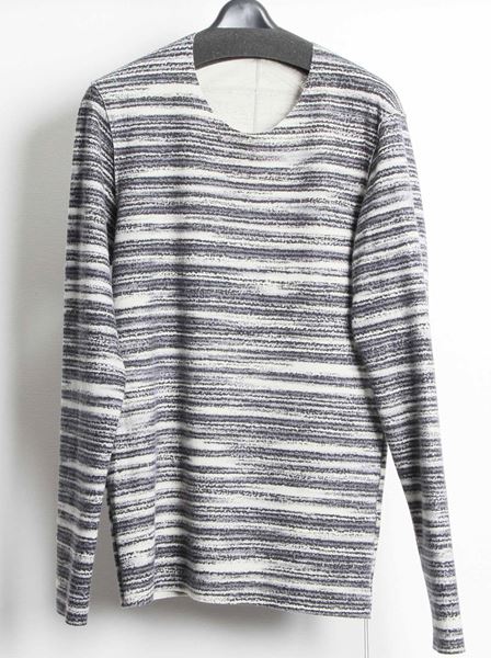  カシミヤ混ニットフラノカスリプリント クルーネック長袖  