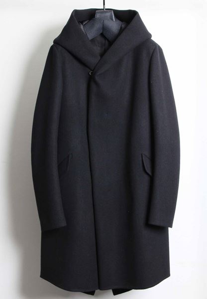 カシミヤ混ダブルフェイスメルトン フーデッドコート