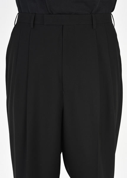 WOOL GABARDINE 2TUCK TAPERED WIDE