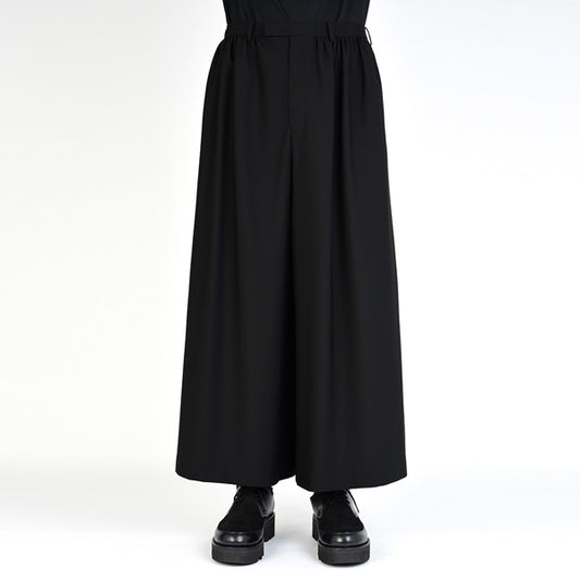  WOOL GABARDINE GATHER WIDE PANTS  