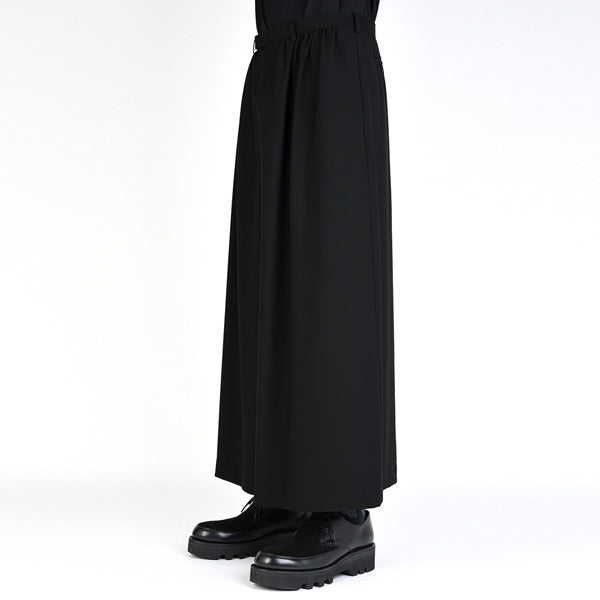 WOOL GABARDINE GATHER WIDE PANTS