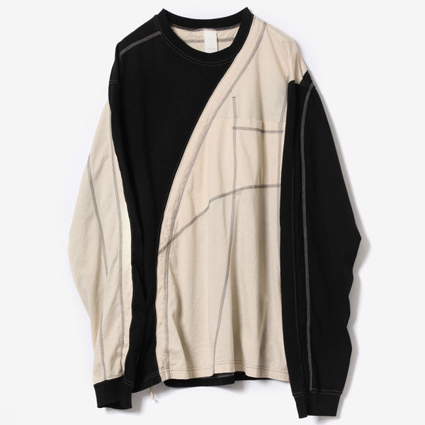MERCERIZED CO JERSEY VESSEL PANELED L/S TEE