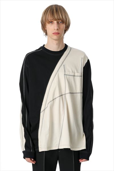 MERCERIZED CO JERSEY VESSEL PANELED L/S TEE