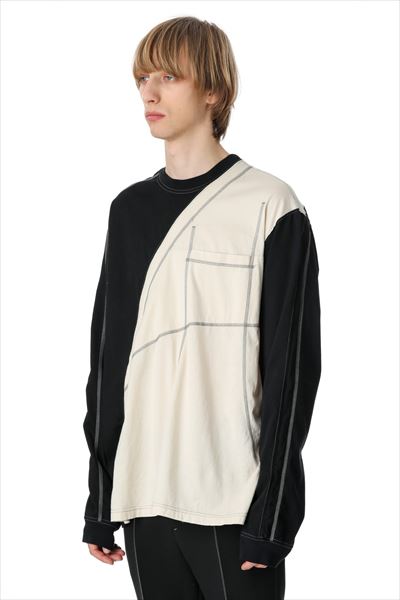 MERCERIZED CO JERSEY VESSEL PANELED L/S TEE