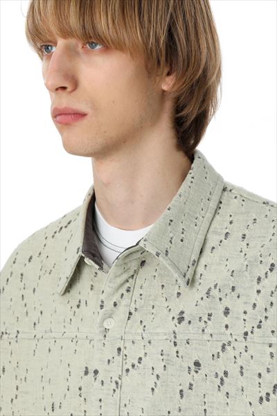 WO/PE RANDOM HOLE JACQUARD VESSEL L/S SHIRT JACKET