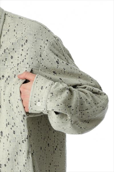 WO/PE RANDOM HOLE JACQUARD VESSEL L/S SHIRT JACKET